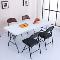 TIPTOP Banc de pique-nique pliable de 6 pieds, facile à transporter, pour l'extérieur, en plastique, ensemble table et chaises