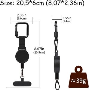 Sangle de téléphone rétractable antivol robuste avec cordon anti-perte pour téléphone portable, mousqueton de sécurité et attache en acier - Product Image 2