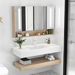 Set di vanità da bagno galleggiante in legno di lusso moderno con montaggio a parete include <span class=keywords><strong>specchio</strong></span> <span class=keywords><strong>e</strong></span> lavandino-per bagni moderni - Product Image 1