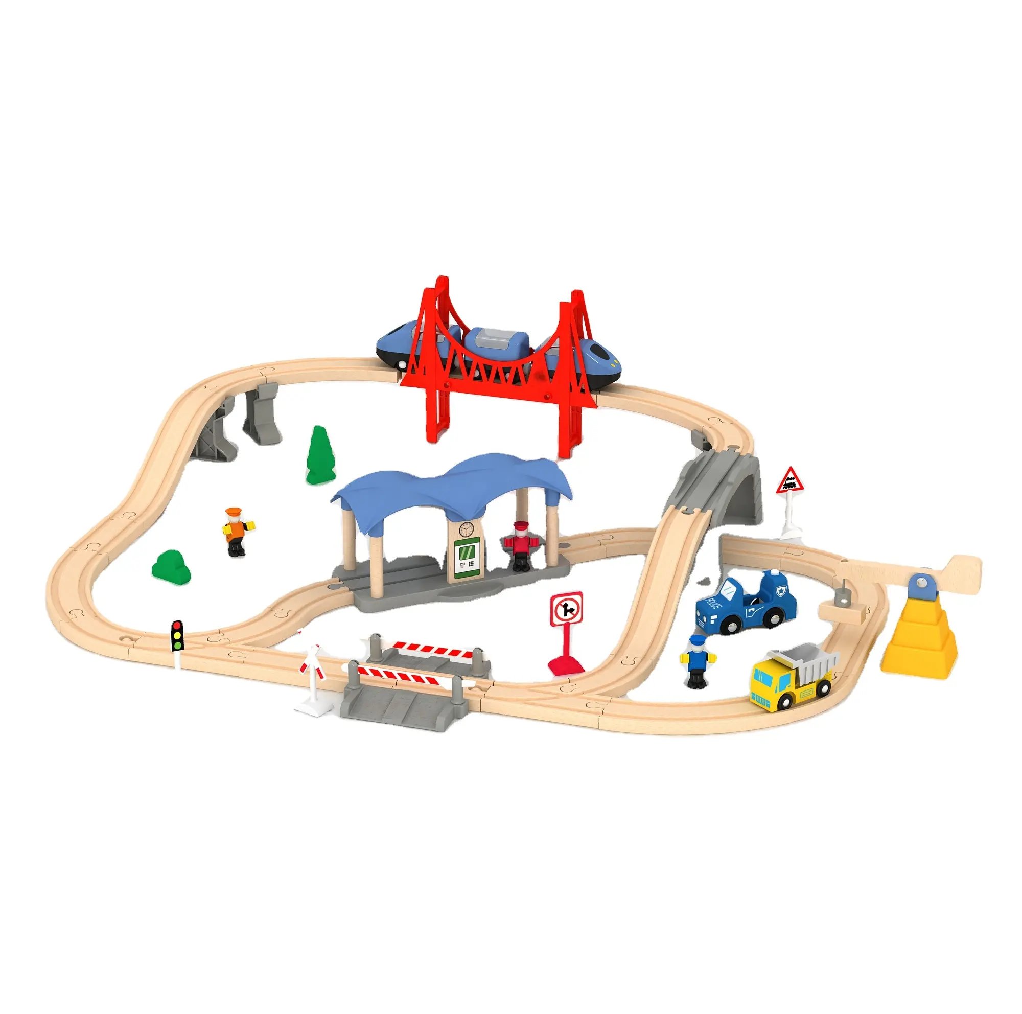 Set de trenes de juguete con ranuras modernas, caja de madera de 2022x75x17, 50 unidades, EN71, ASTM, 60x42X42, Unisex, Null 23, 1:5, 118