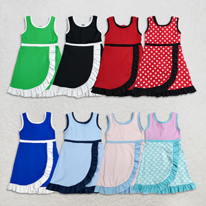 Vestido de Yoga para Niñas, Estilo Boutique, Sin Mangas, con Puntos Rojos, Vestido Deportivo con Volantes - Product Image 1