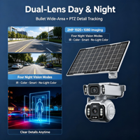 Caméra solaire 4G OEM ODM à double objectif Wi-Fi extérieure de sécurité panoramique/inclinaison Cloud 4MP avec audio bidirectionnel, vision nocturne, détection de mouvement humain et garantie 1 an