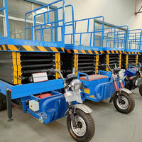 Plateforme de travail aérienne hydraulique à ciseaux montée sur tricycle électrique, 6-12 m, 500 kg