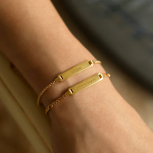 Brazalete de Plata de Ley 925 con Grabado Personalizado, Cadena <span class=keywords><strong>Figaro</strong></span> - Product Image 3