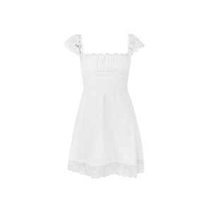 Bianco dolce <span class=keywords><strong>principessa</strong></span> pizzo a doppio strato da <span class=keywords><strong>donna</strong></span> abbigliamento di lusso con pieghe incrociate un <span class=keywords><strong>abito</strong></span> Casual di linea - Product Image 5