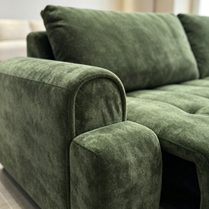 Sofá Cama Cuadrado Moderno de Terciopelo Chenille Verde con Diseño Acolchado y Brazos Enrollados para Sala de Estar - Product Image 2
