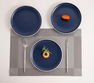 7.5 Inch Matte Blue Rimmed Ceramic <b>Side</b> <b>Plate</b> In Stock Factory Discount Wholesale Custom Logo For Restaurant Hotel - Product Image 1
