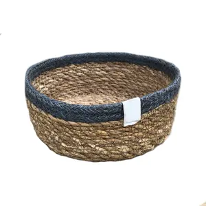 Home hand woven storage basket belly seagrass plant basket