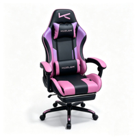 Chaise de jeu de course moderne, chaise pivotante en cuir noir haut de gamme, hauteur réglable, avec pédales de massage, adaptée aux joueurs