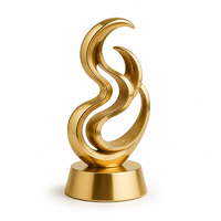 Ensemble de trophées artistiques dorés, 6 styles de design moderne, coupe de récompense en métal sculptée en forme de flamme ajourée en nid d'abeille, gravure au poinçon pour cérémonie