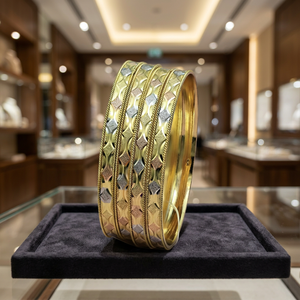 Venta al por mayor 3 Tone Gold Plated Forming Bangle, Multi Tone Gold Bangles, Fashion Bangles Jewelry, Tri Color Bangles, 3 Tone Jewelry - Product Image 3