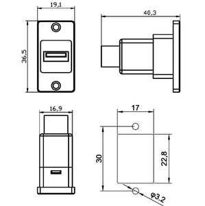 Adaptador de <span class=keywords><strong>Conector</strong></span> <span class=keywords><strong>USB</strong></span> <span class=keywords><strong>B</strong></span> a <span class=keywords><strong>USB</strong></span> A, <span class=keywords><strong>Conector</strong></span> Hembra <span class=keywords><strong>USB</strong></span> <span class=keywords><strong>Tipo</strong></span> <span class=keywords><strong>B</strong></span> 2.0, 4 Pines, Montaje en PCB, Puerto Cuadrado <span class=keywords><strong>para</strong></span> <span class=keywords><strong>Impresora</strong></span>, <span class=keywords><strong>Conector</strong></span> Especial - Product Image 4