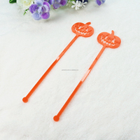 Fantaisie Orange Acrylique Boisson Agitateurs Cocktail Bar Remuer Laser Coupe Citrouille Forme pour Halloween Party Banquet