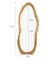 Ganzkörper-Wandspiegel Gold Wellig Organisch Unregelmäßig Modern Glamourös für Schlafzimmer Wohnzimmer Eingangsbereich Heim-Dekor Großhandel
