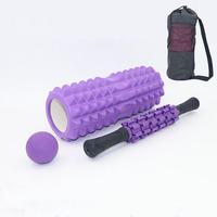 Kit d'entraînement Pilates multifonctionnel 33 cm : Rouleau en mousse en forme de croissant de lune, bâton de massage, balle de fascia et bande de résistance creuse