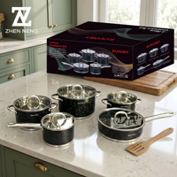 Set Perlengkapan Memasak ZHEN NENG Stainless Steel 10 Pcs, Premium Anti Lengket dengan Lapisan Batu Maifan, Termasuk Panci Sup, Panci Susu, dan Wajan