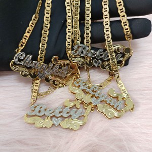 Collane con targhette personalizzate placcate in oro 18K con nome 3D collana di donne <span class=keywords><strong>gioielli</strong></span> per donne <span class=keywords><strong>gioielli</strong></span> regali - Product Image 2