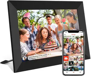 Tela lcd digital moldura de fotos de 10.1 polegadas, lcd plástico abs, reprodução de vídeo com aplicativo