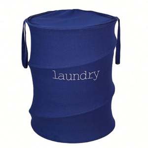 Eco-Friendly 3-Tier Pop-Up Cover Foldable Polyester Cloth <b>Laundry</b> <b>Basket</b> with Fancy Design for Bulk Storage Home Center Square - Product Image 1