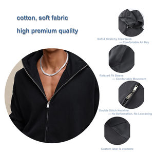 Sweat à capuche zippé lourd 340G pour hommes et femmes, doublé en polaire, coton et polyester, sweat-shirt surdimensionné, streetwear, capuche zippée intégrale - Product Image 3