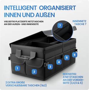 Organisateur de coffre de voiture de qualité supérieure avec couvercle stable et antidérapant-Sac de coffre de voiture pliable grand avec double étagères - Product Image 2