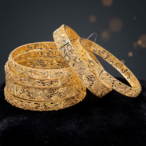 Wholesale 14K 18K 24K Gold Plated Brass Gold Filled Forming <b>Bangles</b> Fashion Traditional Wedding 6-Piece <b>Set</b> Jewelry - Product Image 3