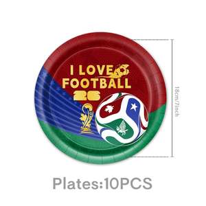 Juego de Vajilla Desechable para Fiesta de Cumpleaños con Temática de Fútbol 2026, Decoración de la Copa Mundial de Fútbol, Mantel, Platos de Papel, Servilletas, Vasos - Product Image 4