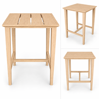 Ensemble de table et chaises de bar d'extérieur en teck avec tabourets de bar rembourrés pour patio, hôtel, complexe hôtelier, restaurant