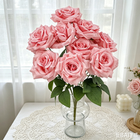 9-Köpfiger Schokoladenbrauner Diamant-Rosenstrauß Realistische Künstliche Blumen Seidenrosen-Bouquet für Valentinstag, Hochzeit & Heimdekoration