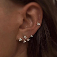 Boucles d'oreilles clous en argent sterling 925 coréen, plaqué or, bijoux fins de luxe, pour filles, style enveloppant l'oreille, pour le dropshipping