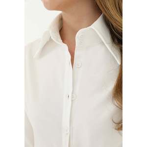 Camisa Blanca de Popelina para Mujer, Estilo Simple para el Día a Día, Color ECRU - Product Image 1