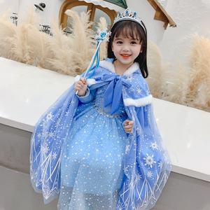 Cape en polyester pour filles, style Princesse Frozen, avec lacets, manteau chaud pour enfants, automne/hiver - Product Image 1