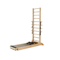 Lit à Échelle Pilates en Bois de Hêtre Double Rail Coulissant Multifonctionnel pour Yoga Gym et Sculpture du Corps