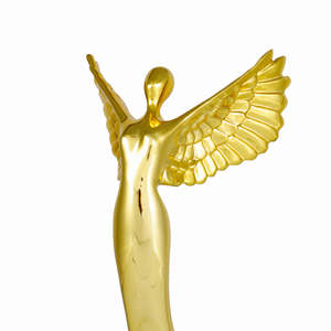 Nuovo arrivo di alta qualità oro <span class=keywords><strong>angelo</strong></span> trofeo di cristallo <span class=keywords><strong>nero</strong></span> Base rotonda scudo di vetro premio - Product Image 3