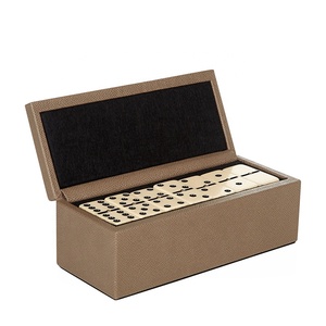 Dominos personnalisé dans un étui en similicuir, boîte ouverte classique double six dominos traditionnels - Product Image 4