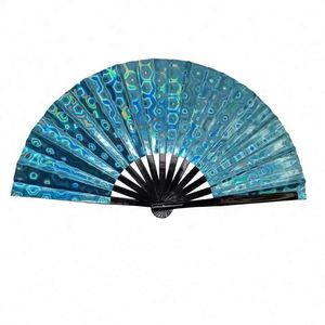 33cm Holographic Rave Hand <b>Fan</b> Clack <b>Handheld</b> <b>Fan</b> for Party Large Folding with Multi Color Festival <b>Fan</b> - Product Image 3