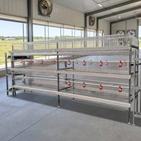 Cage à poules à 6 niveaux en H, peu encombrante, avec système d'évacuation automatique du fumier et courroie à œufs, pour élevages pondeuses à haute densité