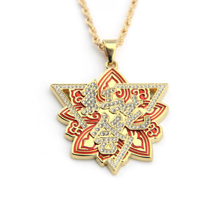 Nouveau Collier Pendentif Géométrique en Forme de Fleur Rouge Simple 2026, Bijoux de Mode Hiphop pour Hommes en Alliage, Vente en Gros - Product Image 1
