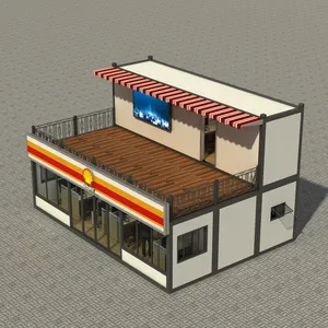 Casa prefabricada personalizada para exteriores, estación de servicio, cafetería, tienda de conveniencia, bajo coste