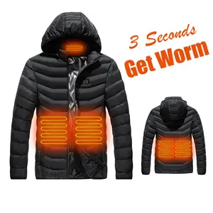 3 Adjustable Temperature 5 Zones Electric Jacket USB Rechargeable Winter Heating Clothes Vest Heated Jacket For Outdoor Camping