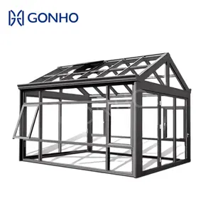 GONHO Install Easily Custom Color Powder Coated Remote Control Louver Aperto Aluminium Sun Room Glass House Outdoor Sunrooms