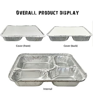 Barquettes jetables en aluminium à 4 compartiments avec couvercles en papier, parfaites pour les déjeuners à emporter, les restes et les plats à regarder à la télévision - Product Image 2