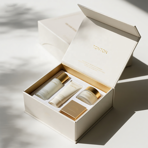 Boîte magnétique personnalisée et boîte cadeau blanc ivoire pour ensemble de soins de la peau et <span class=keywords><strong>emballage</strong></span> de luxe, impression sur papier fin - Product Image 1