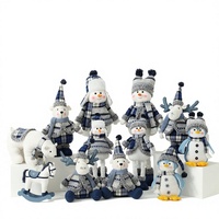 Décorations de Noël, broderie bleue et blanche de style méditerranéen, chapeau de Noël, figurine, ornements, pas d'assemblage, jouet de Noël