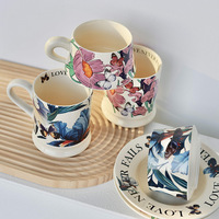 Tasse à café en céramique vintage de style français, souvenir, motif papillon, fabriquée à Chaozhou, emballage en boîte colorée, poterie pour restaurants