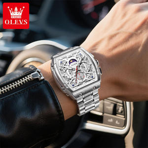   Montre à quartz pour homme avec logo personnalisé OEM, en acier inoxydable, multifonctionnelle, phase lunaire, chronographe, calendrier, luminescente - Product Image 3