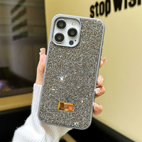 Étui de téléphone brillant de luxe antichoc avec placage diamant pour iPhone 14 15 16, coque de téléphone portable