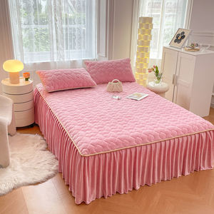 Polyester&Cotton <b>Bed</b> Frame Cover Dust Ruffled Solid <b>Bed</b> <b>Skirts</b> Easy On/Easy Off Elastic Mattress Protector - Product Image 5