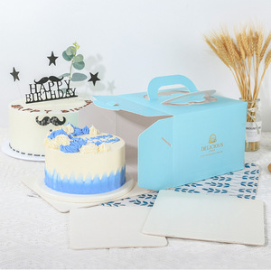 10 Zoll Kuchen Bäckerei Verpackungs <span class=keywords><strong>box</strong></span> Weiße hochwertige Papier <span class=keywords><strong>box</strong></span> mit Griff Kuchen brett und Fenster - Product Image 6