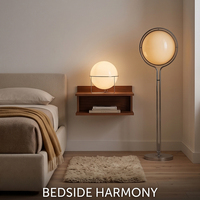 Lampe sur pied LED Bauhaus à double globe, abat-jour en verre laiteux, structure chromée, lumière moderne pour la décoration du salon